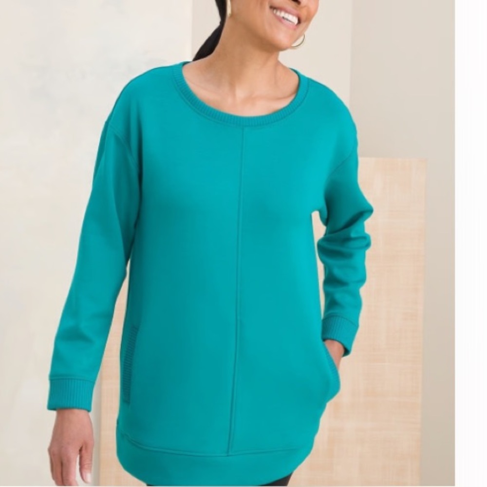 Chicos Zenergy front pocket tunic in bright jade